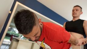 A big squirt of cum on Melio Dass's ass