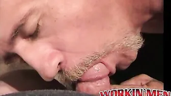 Mature amateur plumber gives passionate hairy blowjob