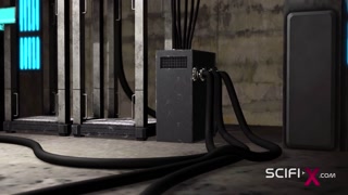 Passionate sex in the bunker. Sci-fi soldier fucks a hot woman in restraints