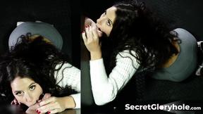 ”POV of adorable brunette Allie Adams slobbering all over huge black dick monsters”