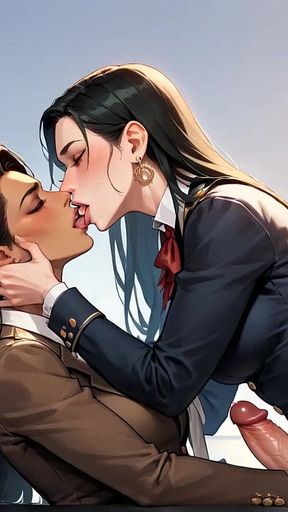 A Transvestite Wearing Glossy Brown Leather Garb Reclines on a Rocky Shore - the Kinkiest Femboy Porn Around!