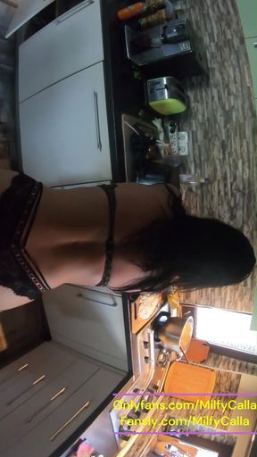 Kitchen Tease Cooking in Lingerie & Cum on My Ass P2
