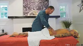 Massaged Busty Trans Blows Dick Before Bareback Sex
