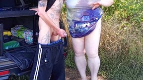 In a Public Park, I Fuck My Stepmom in Her Pussy Doggy Style, Then in Her Mouth and Cum Twice in a Minute