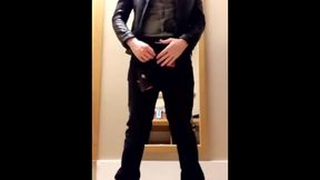 Trying on New Leather Jacket with Spunk