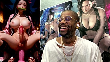 Transgender Nezuko Riding A Dildo While She Cums, AI Generated