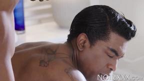 ”Blonde hunk Adrian Hart buries his meaty shaft inside my deep booty”