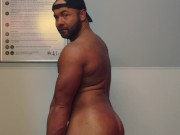 Buff Gym Daddy Strips, Poses and Jerks Cock