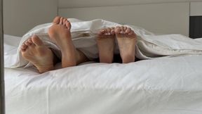 Ignored by Two Girls Under the Blanket – Bare Soles POV, Lazy Morning Tease, You Don’t Exist to Us