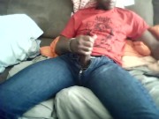Couch masturbation pt 8 FINALE CUMSHOT almost get caught by real dad