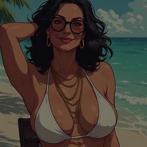 Gorgeous Women at the Beach Bikini Art