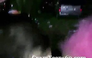Teen girl fucked on car at rave party