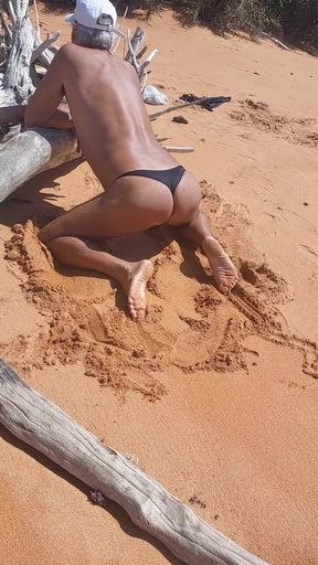 Ladysilva on the Beach in Panties Tanning Her Hot Ass