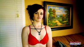 Petite Inked Brunette Coed Marcie  Dildo Toy Play Intense Solo Orgasm!