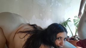 Amateur couple fucking- BBW sucking cock and getting fuck on missionary