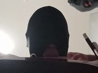 Fastened up, blindfolded and ballgagged mother i'd like to fuck gets screwed in her throat, cunt and butt