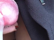 Sissy Cum a Lot in Public with Vibrating Buttplug