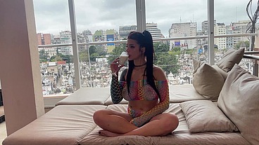 Submissive Slut with Big Tits is Humiliated with milk and gets Creampie after a very Hard Fuck