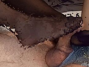 Black Nylon Stockings for my Husband's Cock