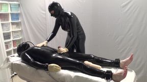 Mrs. Dominatrix and her experiments on a slave. 2 angle