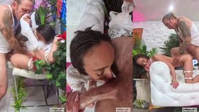 skinny slut christina sage gags on cock & wets herself