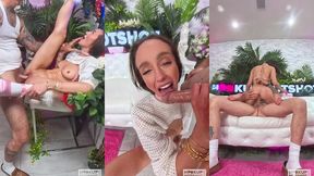 skinny slut christina sage gags on cock & wets herself