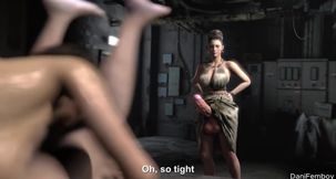 Resident Evil 2 Busty Shemale with Giant Cock Fucks Girl