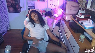 Big Girldick Bulge Teasing with Messy Self-Facial Finish! Black Trans Girl Vanniall Masturbating Full Webcam Show