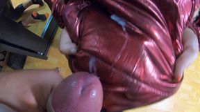 milfycalla-a lot of cum on my red shiny and puffy down jacket