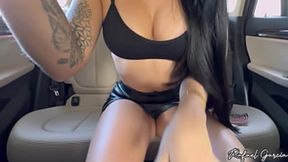 Left my sexy GF in the lot; she jerked off in the car, ending with a tasty squirting climax&#x1F680;