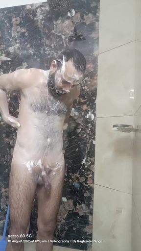 Key moment from "Indian Desi Gay enjoy shower with neighbour uncle and live friends"