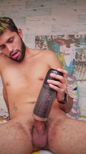 Using Qutoys Mermaid automatic masturbator and penis pump on my big uncut cock it makes me cum hard
