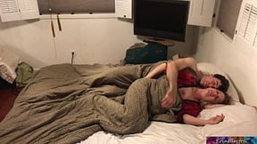 Sleepy relative rendezvous: Stepson and stepmom's illicit bedroom booty call