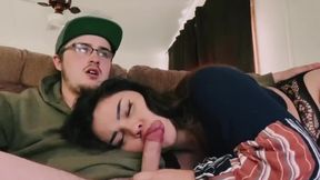 Creampie Finish after She Sucks & Rides Dick on Chaturbate!