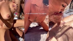 je me fais deglinguer par un voyeur dans une crique, je suce 2 queues, et ...