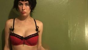 My busty girlfriend loves trying on bras in front of me and I love her boobs