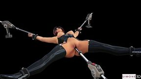 Simone gets bound in BDSM gear and enjoys a good smashing by the pound machine.
