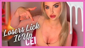 480MP4 Losers Lick It Up CEI (CFNM Cum Eating Instructions, Kneeling, Humiliation Session)