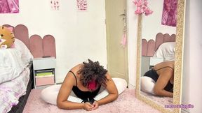 chubby ballerina farting while stretching after class