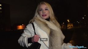 Public Sex Sexy blondes tight shaven pussy filled with cum