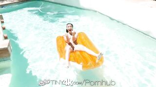 TINY4K Naked Pool Floatie Tease With Big Dick Boyfriend