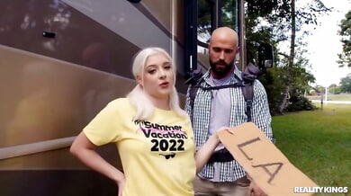 Blonde hitchhiker gets more than a lift from rugged RV driver