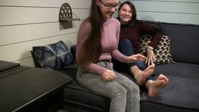 Amanda & Anna couch tickle talk & tickling Part 2 LOW