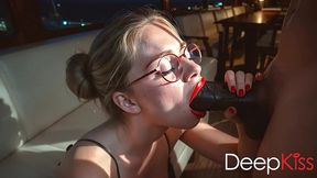 on a cruise ship, a beautiful stewardess sucked my thick cock with her plump lips. her nimble tongue wrapped around my swollen head of my huge cock[ai]