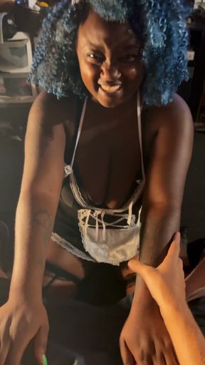 ebony maid POV titty fuck