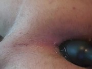 Inserting first sissy plug