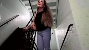 INEED2PEE IPOD Whitney Morgan pissing jeggings in hotel stairwell