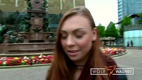 Stranger's Hard Encounter with a Busty Brunette in Public