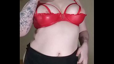 Busty blonde amateur shows off her curvy body in a homemade JOI session