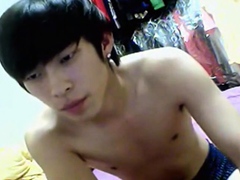 cute Asian twink strip & wank on webcam (4'55'')